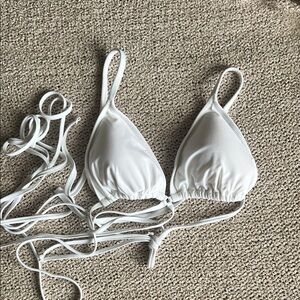 aerie White Triangle String Bikini Top